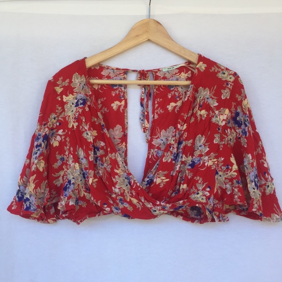 Urban Outfitters Tops - Kimchi Blue Tropical Cropped Top/Wrapped Bra Top